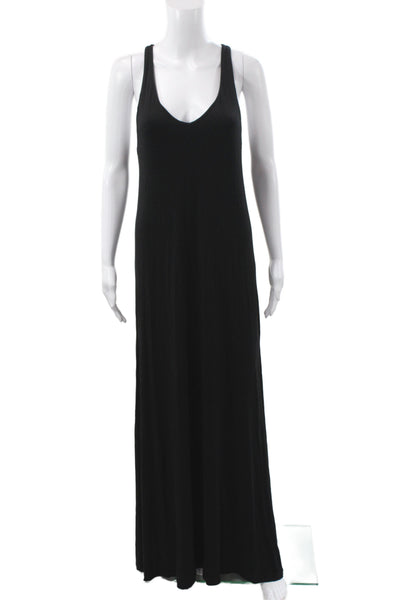 Vince Women Maxi Dress Black Sleeveless Scoop Neck 95% Micro Modal Size S