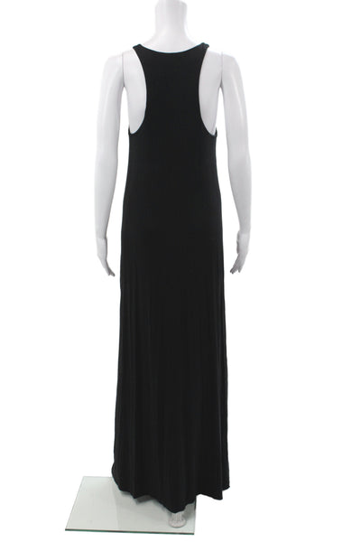 Vince Women Maxi Dress Black Sleeveless Scoop Neck 95% Micro Modal Size S