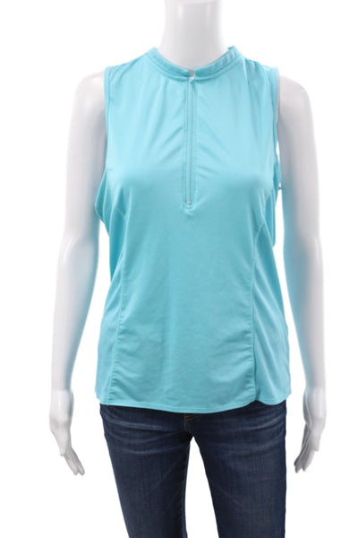 Lucky In Love Women Athleisure Blue Mock Neck Sleeveless Tank Size L