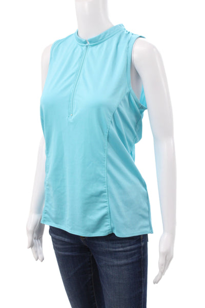 Lucky In Love Women Athleisure Blue Mock Neck Sleeveless Tank Size L