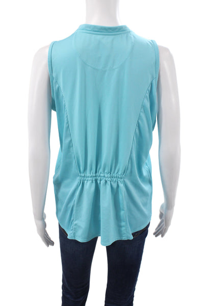 Lucky In Love Women Athleisure Blue Mock Neck Sleeveless Tank Size L