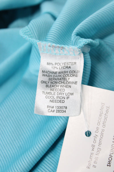 Lucky In Love Women Athleisure Blue Mock Neck Sleeveless Tank Size L
