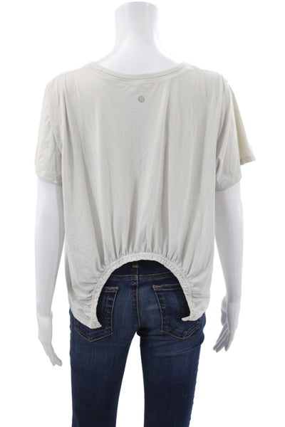Lululemon Women Gray Modal Crew Neck Basic T-Shirt Short Sleeve Size S