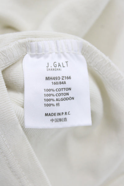 John Galt Womens Ivory V-Neck Cotton Short Sleeve Basic T-Shirt Size S