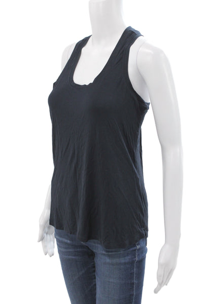 Splits 59 Womens Black Scoop Neck Basic Tank Sleeveless Viscose Size S