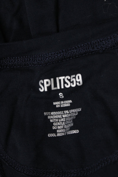 Splits 59 Womens Black Scoop Neck Basic Tank Sleeveless Viscose Size S