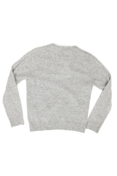 Aqua Cashmere Childrens Girls Cashmere Printed Sweater Grey Size Small