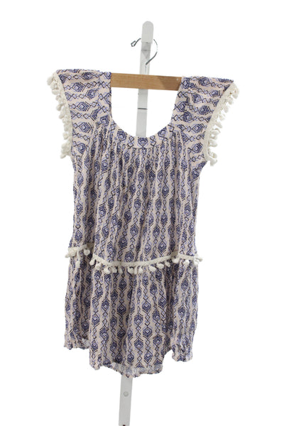Eberjey Childrens Girls Geometric Print A Line Dress Pink Blue Size 8