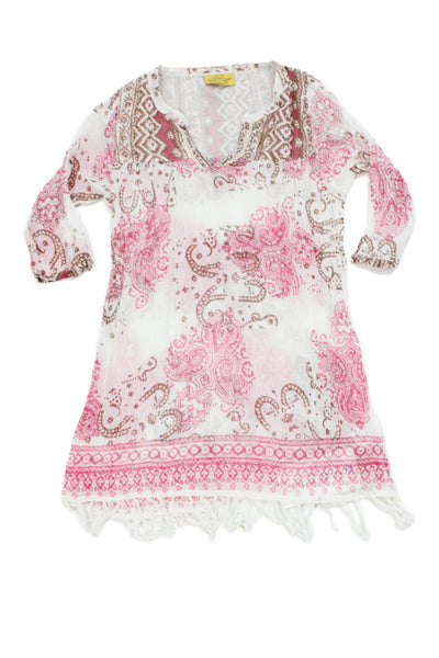 Roberta Roller Rabbit Childrens Girls Paisley Print Blouse White Red Size 6