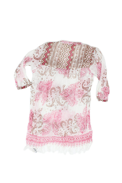 Roberta Roller Rabbit Childrens Girls Paisley Print Blouse White Red Size 6