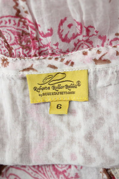 Roberta Roller Rabbit Childrens Girls Paisley Print Blouse White Red Size 6