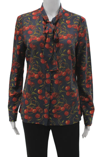 Ted Baker London Women Basic Black Floral Collared Long Sleeve Blouse Size 3