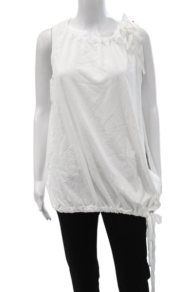 Sport Max Women Jersey Tank White Cotton Sleeveless Round Neck Size M