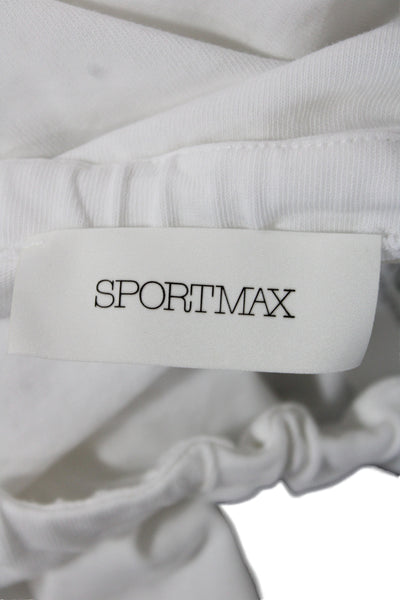 Sport Max Women Jersey Tank White Cotton Sleeveless Round Neck Size M