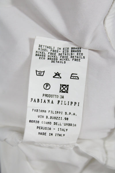 Fabiana Filippi Womens Tunic Blouse White Collared Button Cuff Size L