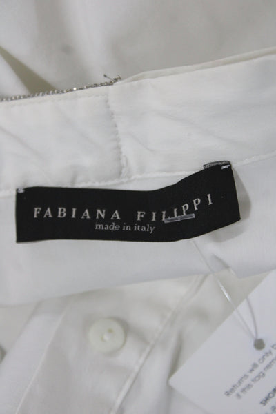 Fabiana Filippi Womens Tunic Blouse White Collared Button Cuff Size L