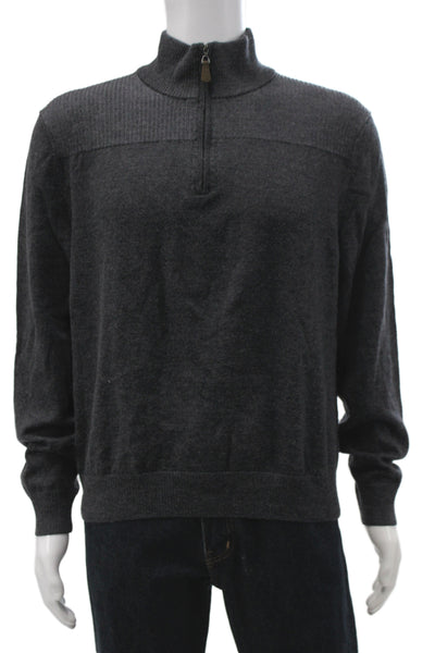 Bruno Magli Mens Pullover Sweater Gray Merino Mock Neck Long Sleeve Size 2XL