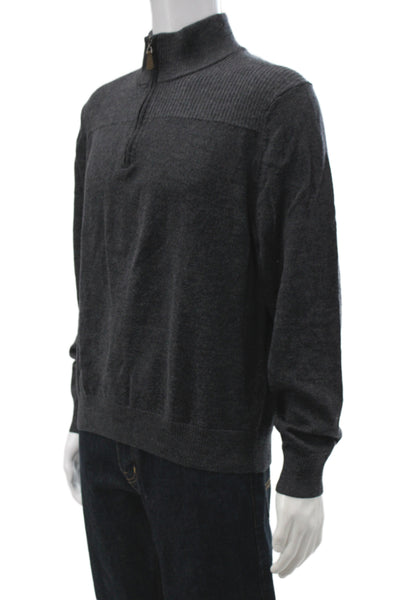 Bruno Magli Mens Pullover Sweater Gray Merino Mock Neck Long Sleeve Size 2XL