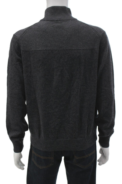 Bruno Magli Mens Pullover Sweater Gray Merino Mock Neck Long Sleeve Size 2XL