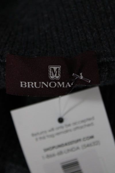 Bruno Magli Mens Pullover Sweater Gray Merino Mock Neck Long Sleeve Size 2XL