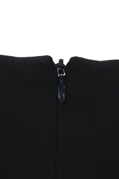 Escada Women Sheath Black Midi Dress Boat Neck Short Sleeve Zip Size 44