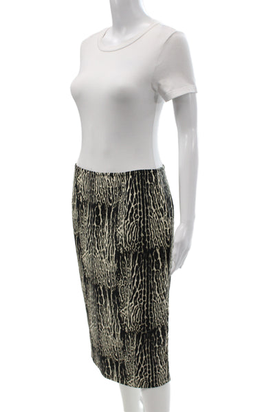 Giambattista Valli Women Wool Animal Print Pencil Skirt Knee Zip Black Size 44