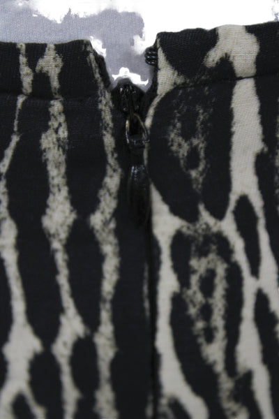 Giambattista Valli Women Wool Animal Print Pencil Skirt Knee Zip Black Size 44
