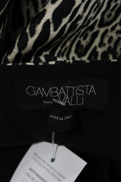 Giambattista Valli Women Wool Animal Print Pencil Skirt Knee Zip Black Size 44