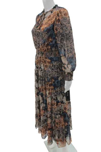 MSK Womens Maxi Floral Boho Long Sleeve Multicolor Dress Size S
