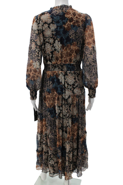 MSK Womens Maxi Floral Boho Long Sleeve Multicolor Dress Size S