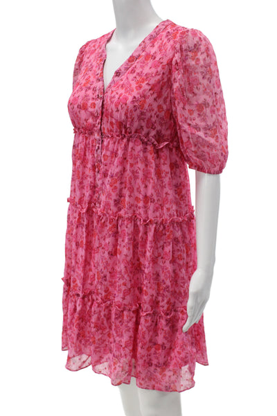 Taylor Women Red Floral Maxi Dress Square Neck Half Sleeve Knee Length Size 2