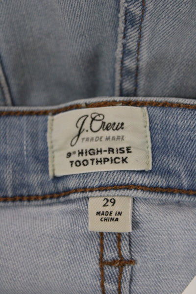 J Crew Womens Skinny Jeans High Waist Blue Button Cotton Size 29