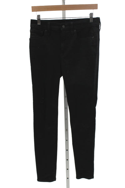 J Crew Women Skinny Black Jeans Cotton Mid Rise Button Size 28