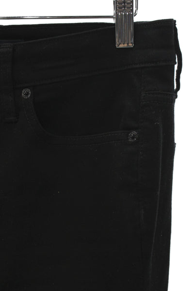 J Crew Women Skinny Black Jeans Cotton Mid Rise Button Size 28