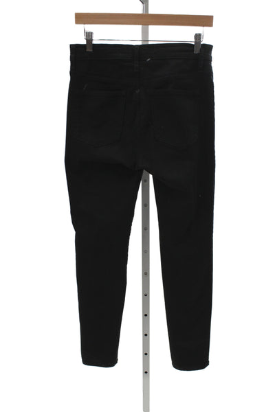 J Crew Women Skinny Black Jeans Cotton Mid Rise Button Size 28