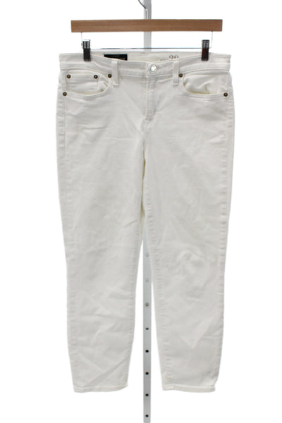J Crew Women Cropped High Waist White Cotton Jeans Size 29