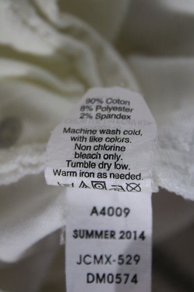 J Crew Women Cropped High Waist White Cotton Jeans Size 29