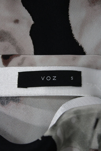 Voz Womens Camisole Gray Silk Floral Sleeveless Round Neck Pullover Size S