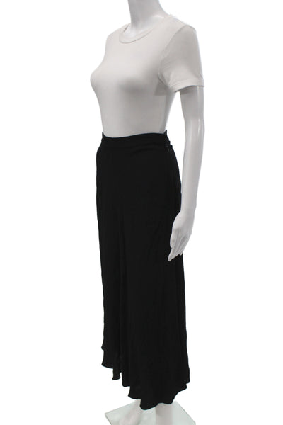 Voz Women Black Silk Midi Skirt Minimalist Zip Size XS