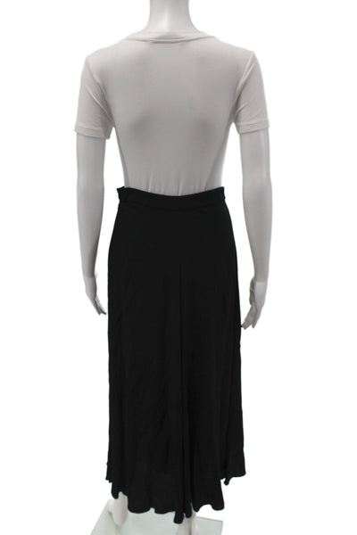 Voz Women Black Silk Midi Skirt Minimalist Zip Size XS