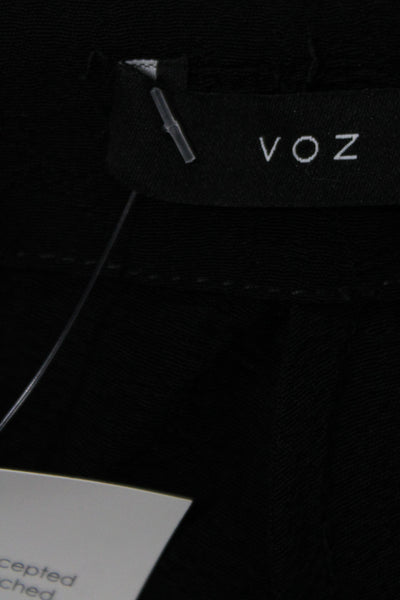 Voz Women Black Silk Midi Skirt Minimalist Zip Size XS