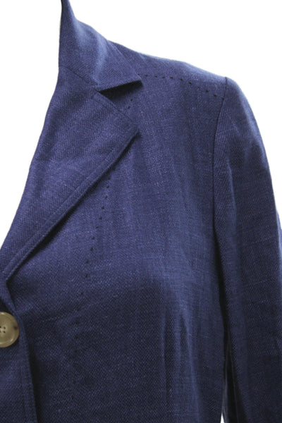 Rani Arabella Womens Basic Jacket Blue Wool Button Long Sleeve Size S