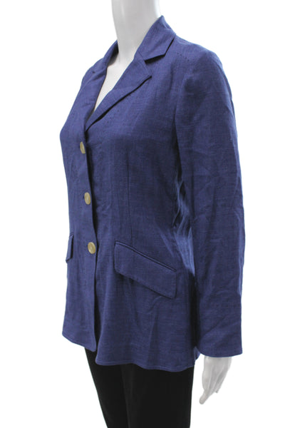 Rani Arabella Womens Basic Jacket Blue Wool Button Long Sleeve Size S