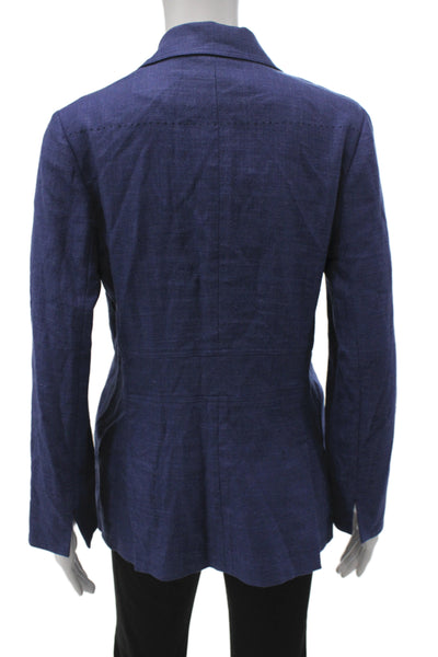 Rani Arabella Womens Basic Jacket Blue Wool Button Long Sleeve Size S