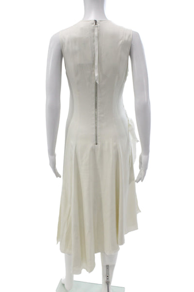 Elizabeth and James Women Sheath Dress Ivory Silk Sleeveless Midi Size 4