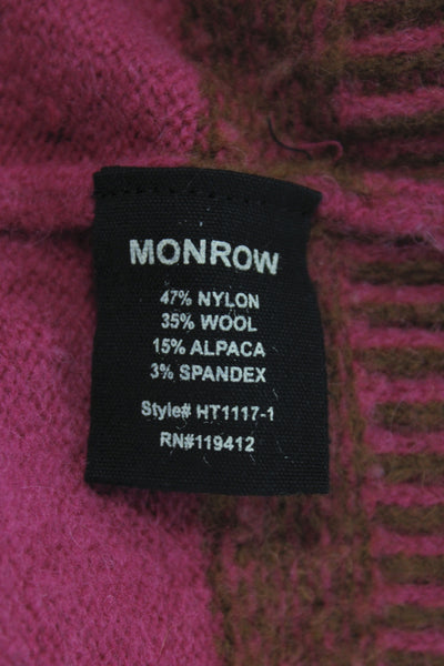 Monrow Women Brown Fair Isle Mock Neck Pullover Sweater Long Sleeve Size XS