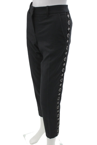 The Kooples Womens Black Ankle Pants Polyester Bohemian Button Size 36