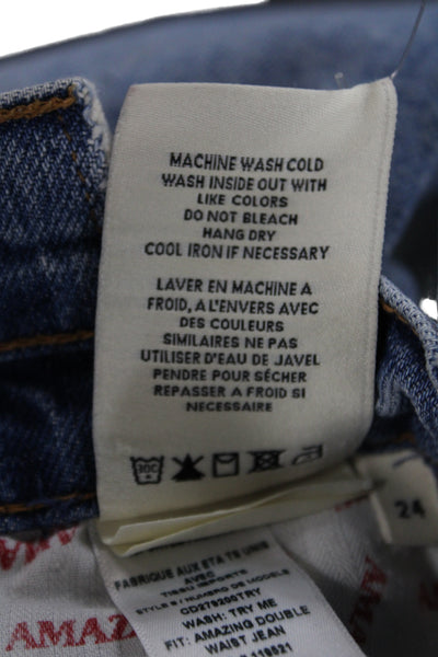 Alice + Olivia Womens Straight Blue Jeans Mid Rise Size 24