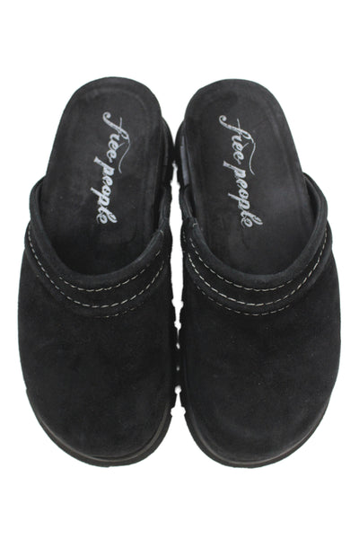 Free People Womens Suede Milo Everyday Mule Shoes Black Size 10