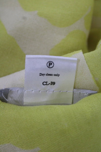 Pure Collection Womens Wool Blend Leaves Print Scarf Yellow 74x15 in.